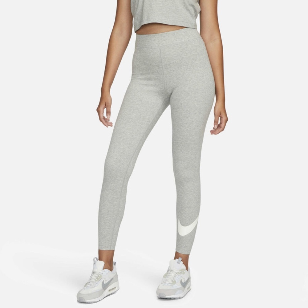 Nike Gray White Graphic Cotton Leggings Girls size L🩶🤍💖